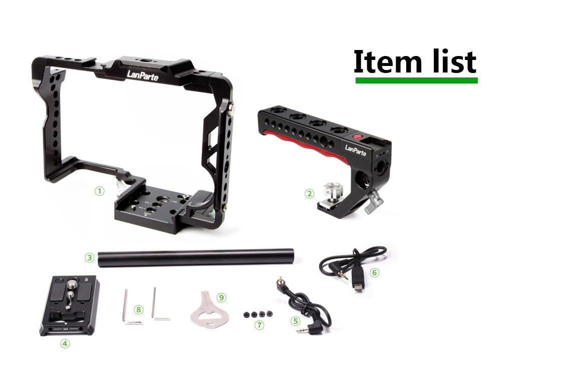 LanParte Sony A7R4 Camera Cage Kit with REC Control Top Handle, LANC Compatible, Black(A7R4-C)