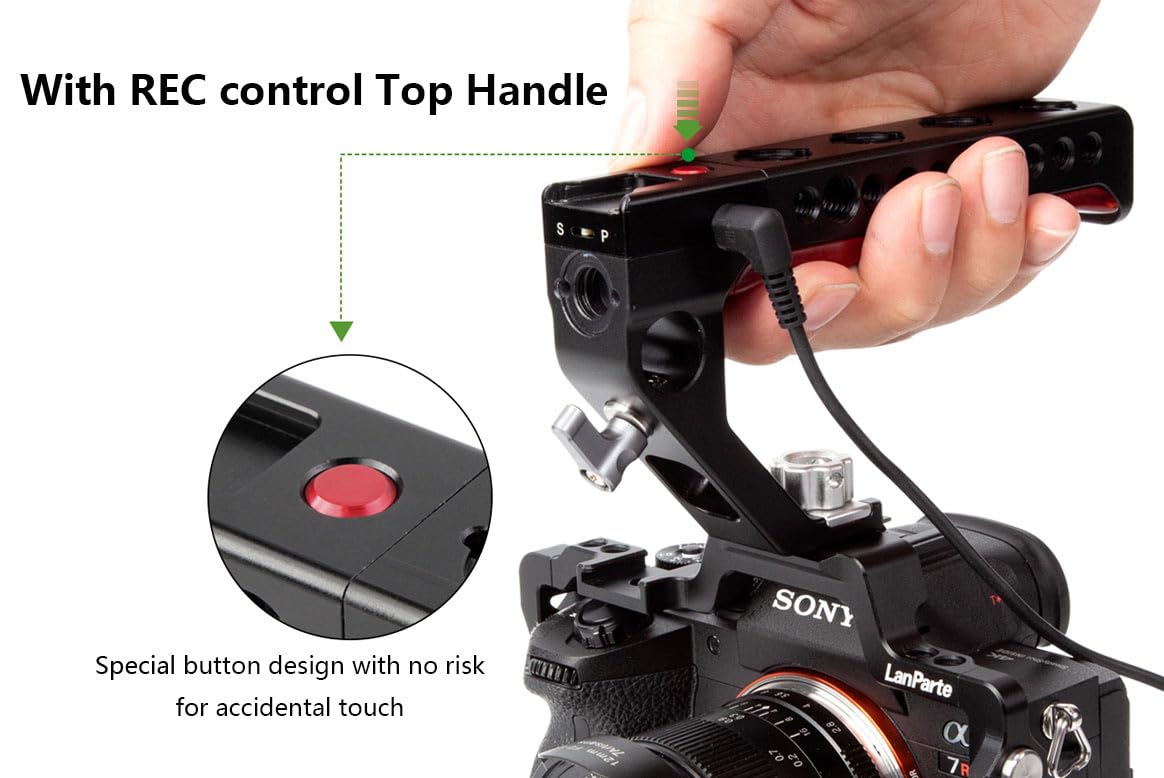 LanParte Sony A7R4 Camera Cage Kit with REC Control Top Handle, LANC Compatible, Black(A7R4-C)