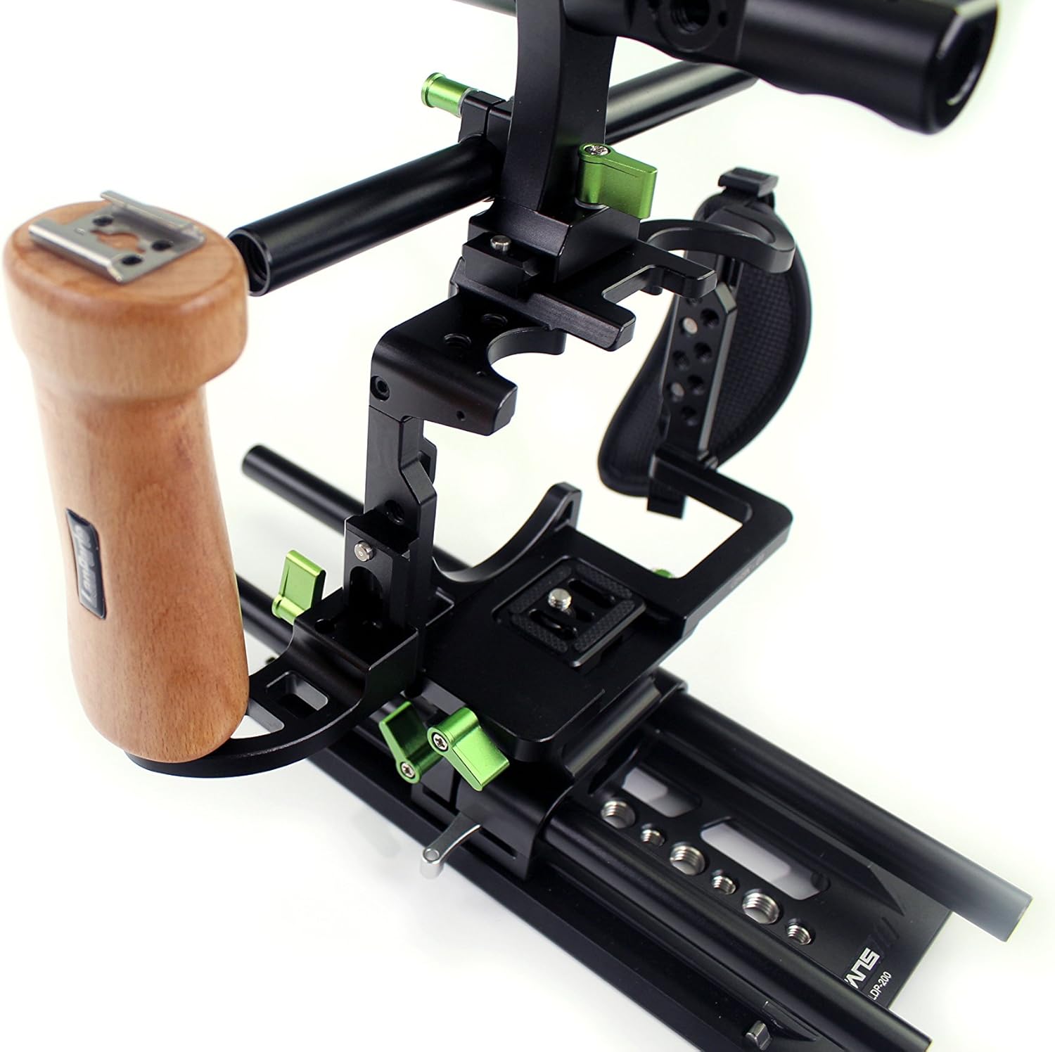 LanParte Wooden Left Handle with NATO Rail for Camera Cage